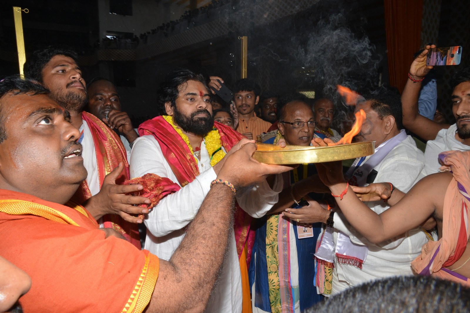 Janasena Chief worships the 90 feet tall Vasavi Matha idol
