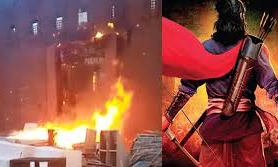 మంటల్లో కాలిపోయిన సై రా సెట్ మంటల్లో కాలిపోయిన సై రా సెట్