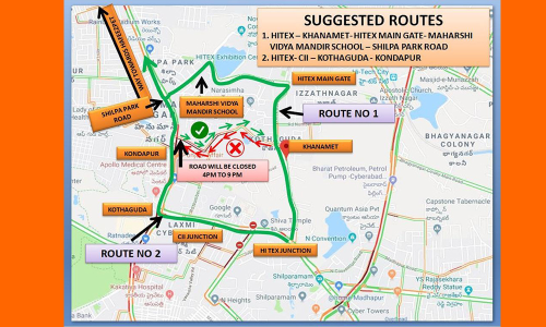 అపర్ణా రోడ్డు ప్రాంతంలో ట్రాఫిక్ మళ్లింపు..