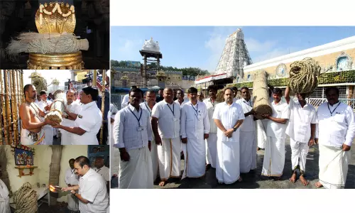 శ్రీవారి బ్రహ్మోత్సవాల ధ్వజారోహణ కోసం పవిత్ర దర్భ సిద్ధం శ్రీవారి బ్రహ్మోత్సవాల ధ్వజారోహణ కోసం పవిత్ర దర్భ సిద్ధం