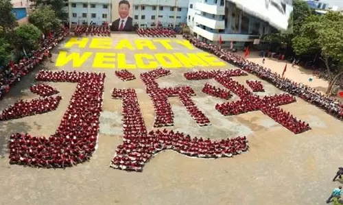 చైనా అధ్యక్షుడు జిన్‌పింగ్‎కు వినూత్న స్వాగతం