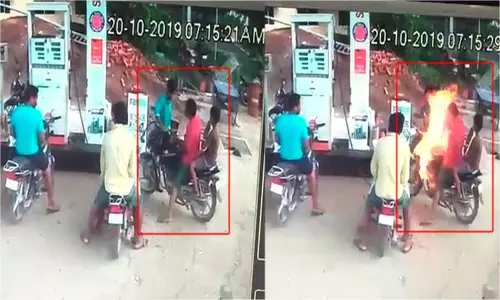 పెట్రోల్ బంక్‌‌లో ఫోన్ లిఫ్ట్ చేశాడు .. అంతే ఒక్కసారిగా మంటలు....