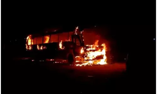 Bus fire accident
