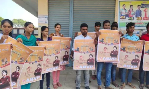 ఏబీవీపీ 38 వ రాష్ట్ర మహా సభల గోడ పత్రికలు విడుదల