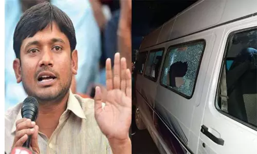 కన్నయ్య కుమార్ కాన్వాయ్‌పై రాళ్ల దాడి.. ఇద్దరికి గాయాలు