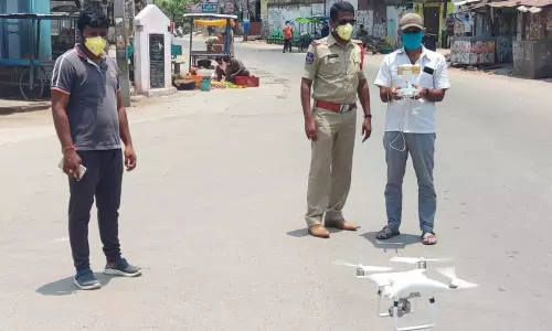 Khammam: డ్రోన్ కెమెరాతో లాక్ డౌన్ అమలు పరిశీలన: పోలీసులు