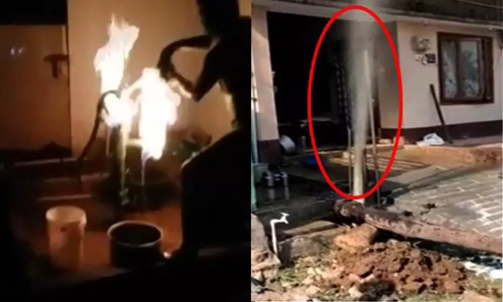 బోరు నుంచి గ్యాస్..వ్యాపించిన మంటలు..ప్రజల బెంబేలు! బోరు నుంచి గ్యాస్..వ్యాపించిన మంటలు..ప్రజల బెంబేలు!