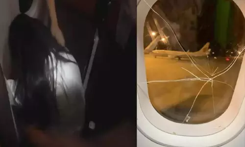 ప్రియుని మీద కోపంతో విమానం అద్దం పగలగొట్టిన అతివ!