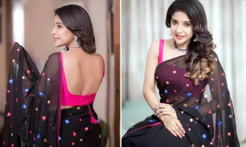 Sakshi Agarwal shows off six yards of pure grace:ఫోటో షూట్ లో చీర అందాలతో మెరిసిపోతున్న సాక్షి అగర్వాల్!