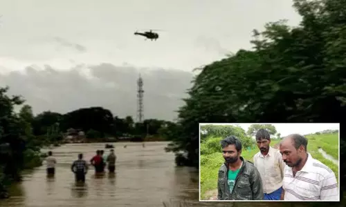 హెలికాప్టర్‌తో వాగులో చిక్కుకున్న రైతులను రక్షించిన రెస్క్యూ టీం