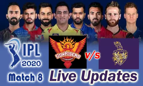 IPL 2020 Match 8 Live Updates and Live score : సన్ రైజర్స్ హైదరాబాద్.. కోల్ కతా నైట్ రైడర్స్ ఐపీఎల్ మ్యాచ్ 8 లైవ్ అప్ డేట్స్ IPL 2020 Match 8 Live Updates and Live score : సన్ రైజర్స్ హైదరాబాద్.. కోల్ కతా నైట్ రైడర్స్ ఐపీఎల్ మ్యాచ్ 8 లైవ్ అప్ డేట్స్