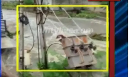 జల విలయం..కుప్పకూలిన ట్రాన్స్ ఫార్మర్ జల విలయం..కుప్పకూలిన ట్రాన్స్ ఫార్మర్