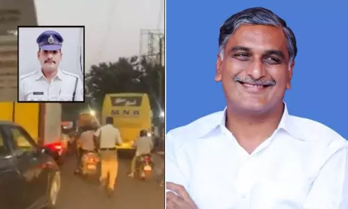 ట్రాఫిక్‌ కానిస్టేబుల్‌ బాబ్జీకి మంత్రి హరీష్ రావు అభినందనలు