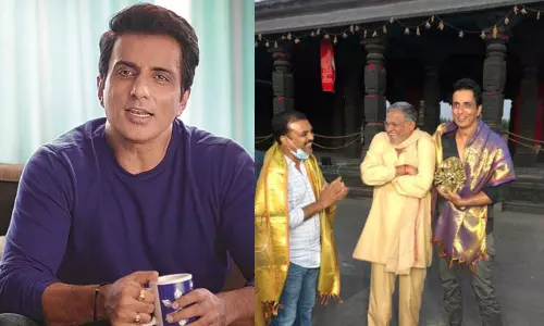 హెల్పింగ్ స్టార్ సోనూసూద్ కి ఆచార్య సెట్లో సత్కారం! హెల్పింగ్ స్టార్ సోనూసూద్ కి ఆచార్య సెట్లో సత్కారం!