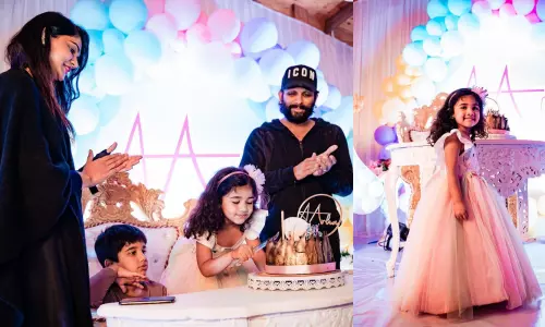 Allu Arha Birthday celebrations at Pushpa location Allu Arha Birthday celebrations at Pushpa location