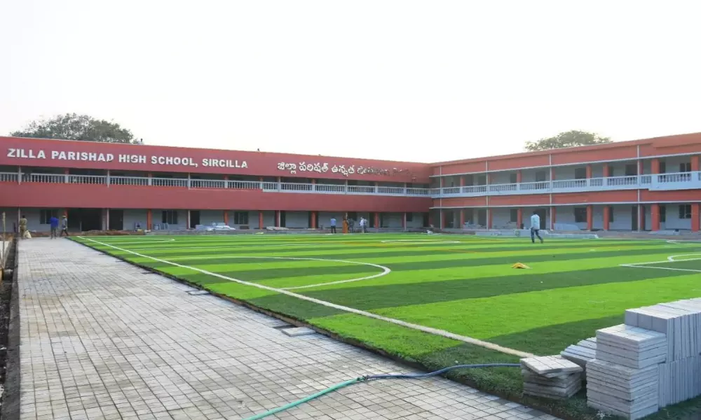 Sircilla Zilla Parishad high school built like a corporate school