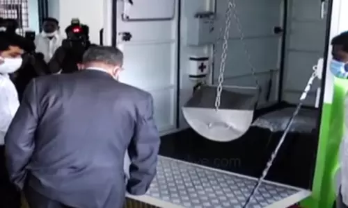 SEC Nimmagadda Ramesh Inspecting Ration Delivery Vehicles