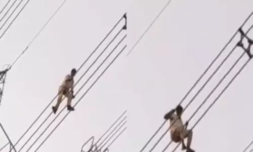 Drunk and Drive: Man Walk on High Tension Electric wire