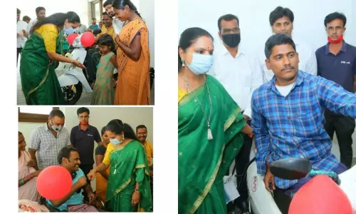 MLC Kavitha Donates Scooters to Handicapped Peoples