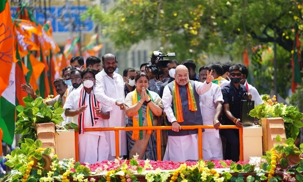 Home Minister Amit Shah campaigned on behalf of BJP candidate Khushboo Sundar