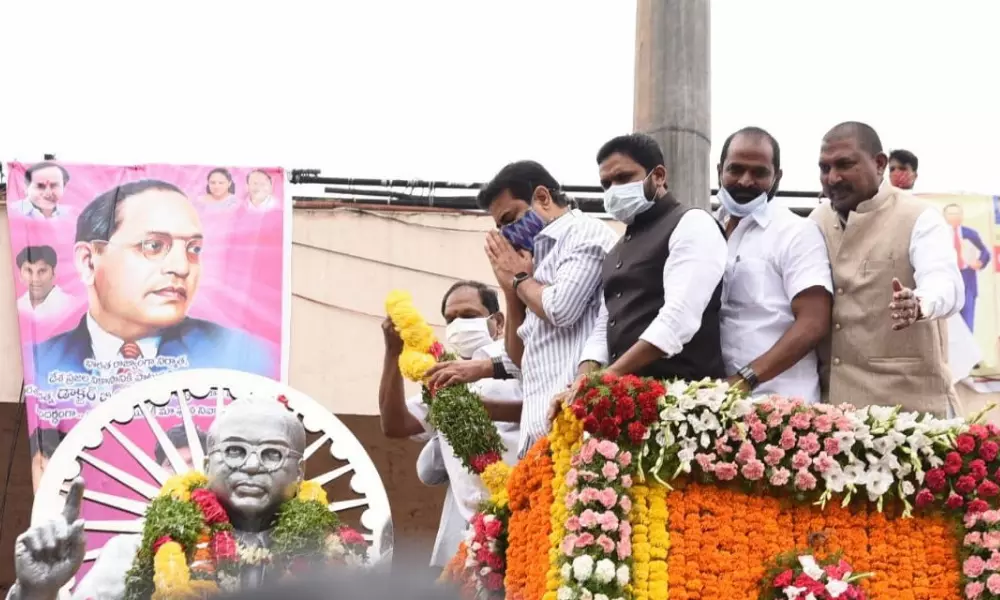 KTR Paid Floral Tributes to Dr. BR Ambedkar