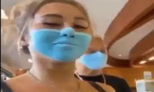 Woman Paints Mask on Face Instead of Wearing One | Face Mask Painting Woman Woman Paints Mask on Face Instead of Wearing One | Face Mask Painting Woman