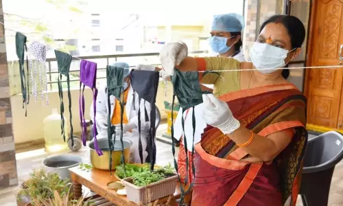 Narayanpet District Womans Making The Ayurvedic Masks