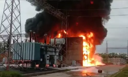 Fire Accident at Sitarampatnam Electric Substation in Palvancha Area Bhadradri Kothagudem District