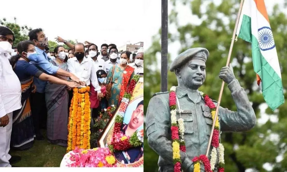 KTR Unveil Statue of Colonel Santosh Babu in Suryapet KTR Unveil Statue of Colonel Santosh Babu in Suryapet