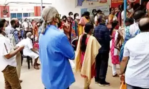 Covid Rules Break in Peddapalli District Vaccination Center