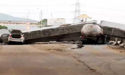 Under Construction Flyover Collapses in Anakapalli Under Construction Flyover Collapses in Anakapalli