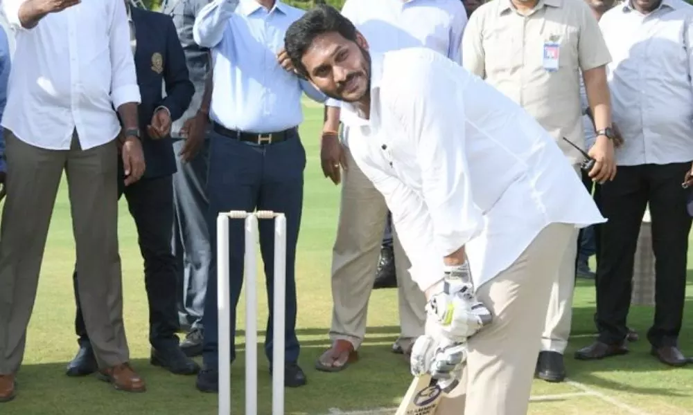 AP CM Jagan Plays Cricket In Kadapa Stadium