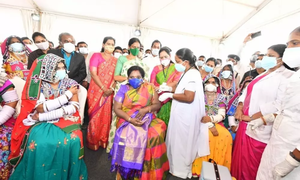 Governor Tamilisai Soundararajan Done her 2nd Dose of Vaccine along Tribal