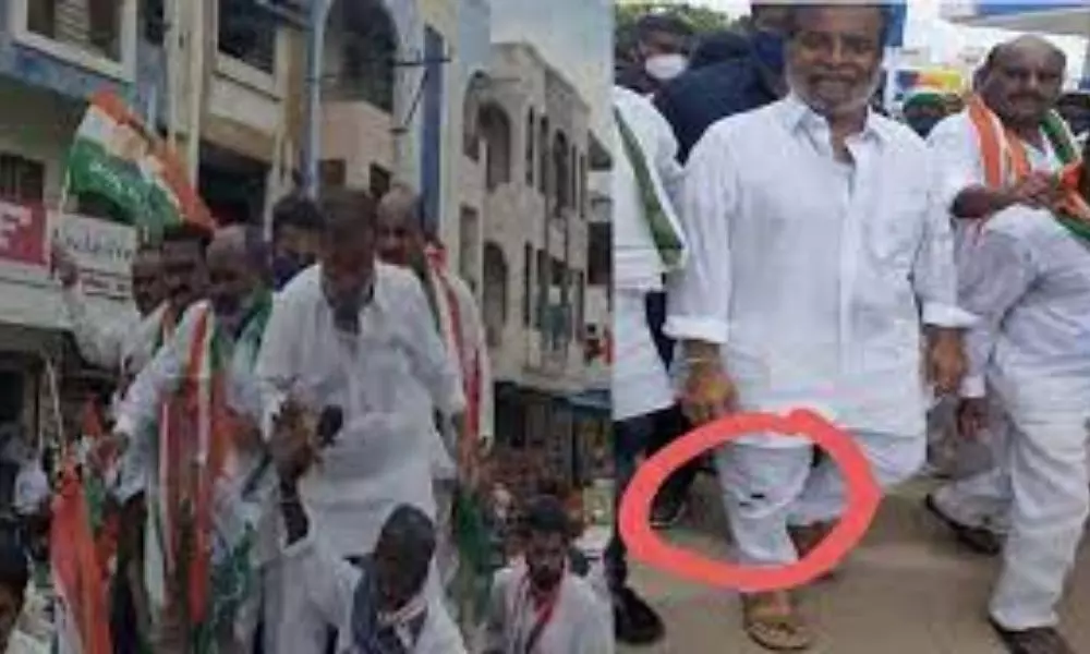 Congress Leader Damodar Raja Narasimha Fall Down From Bullock Cart