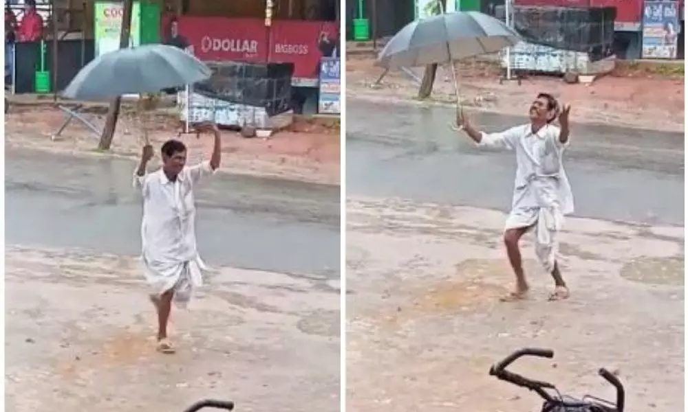 Man Impresses with his Moves in Rain in Adilabad