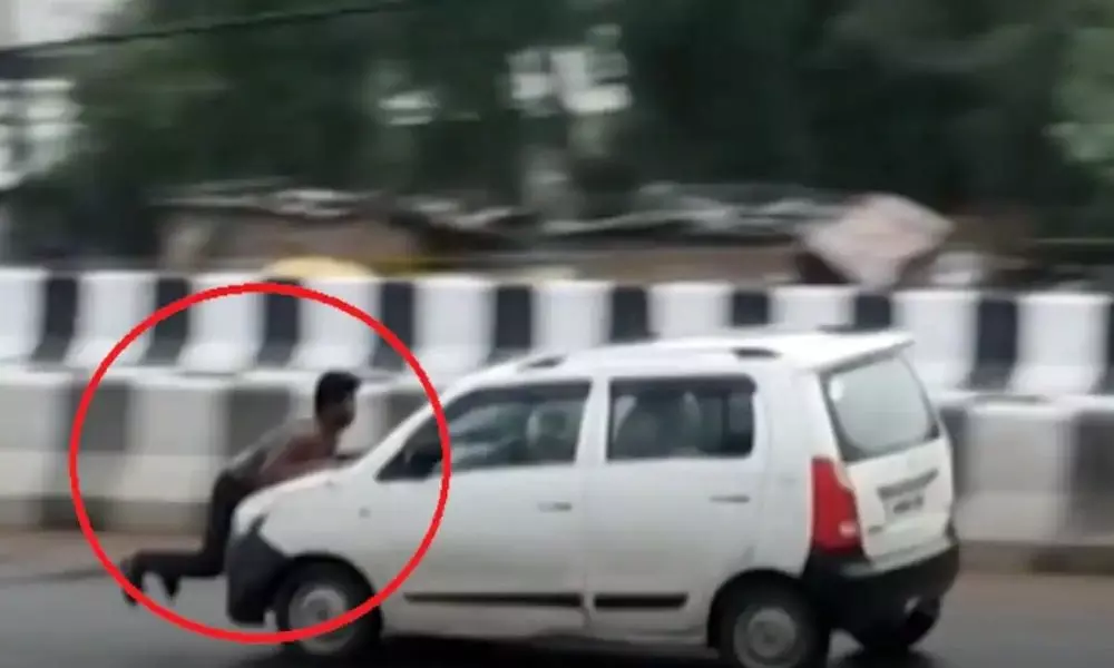 Kanpur Man Drags Truck Driver On His Car Bonnet