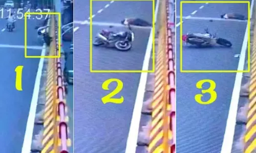 Bike Accident On Balanagar Flyover Bike Accident On Balanagar Flyover
