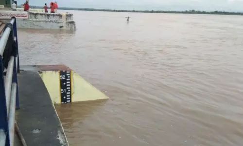 Increased Water Level in Godavari At Bhadrachalam