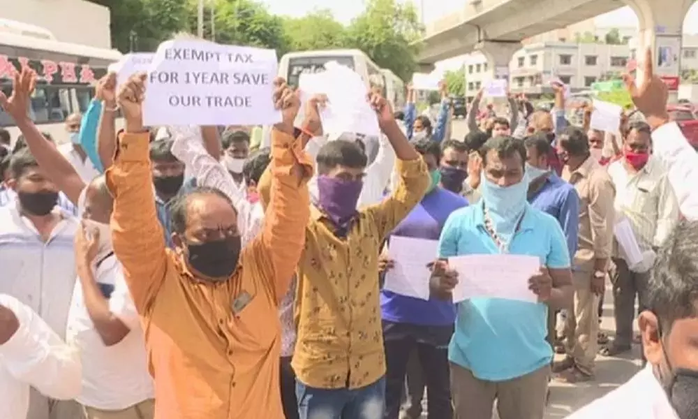 Private Travels Owners Protest at Khairatabad RTA