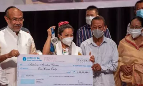 Grand Welcome to Mirabai in Manipur State By Chief Minister And Ministers