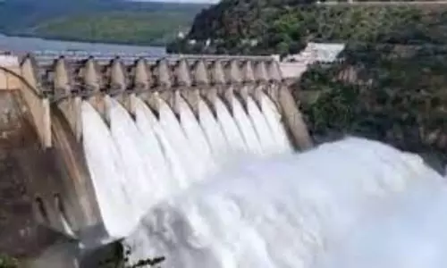 Srisailam Dam 10 Gates Lifted Due to Heavy Water inflow Srisailam Dam 10 Gates Lifted Due to Heavy Water inflow