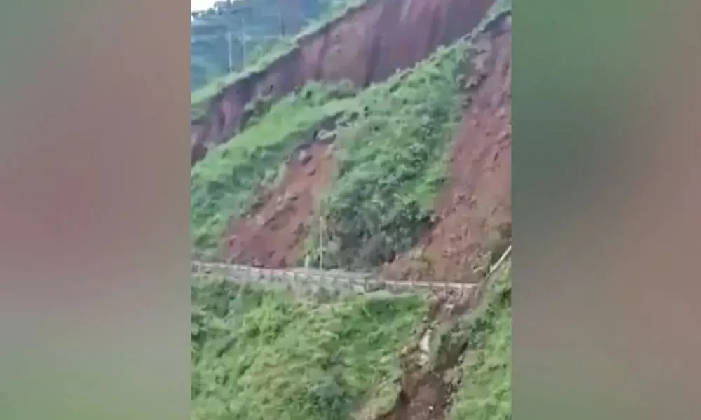 Road Collapsed After Landslide In Himachal Pradesh
