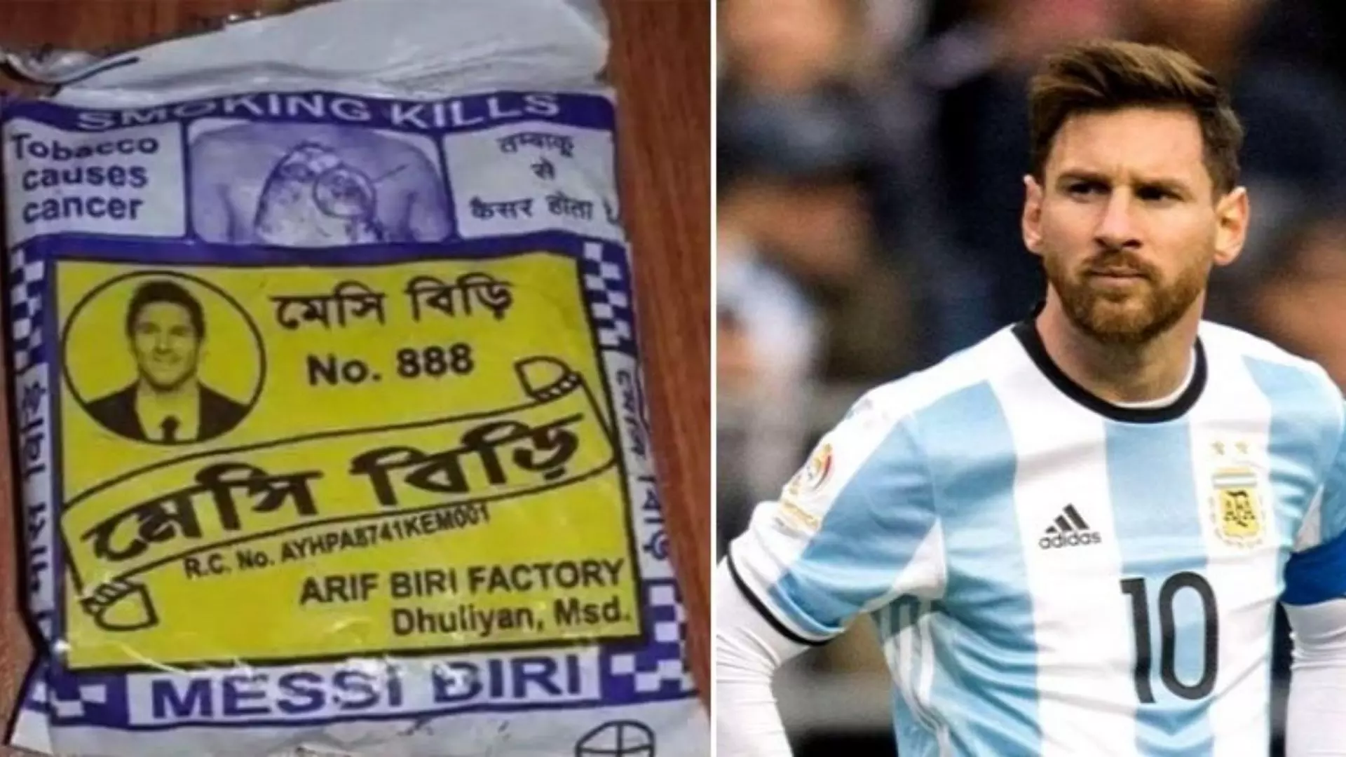 Lionel Messi Photo And Name On Indian Beedi Packet