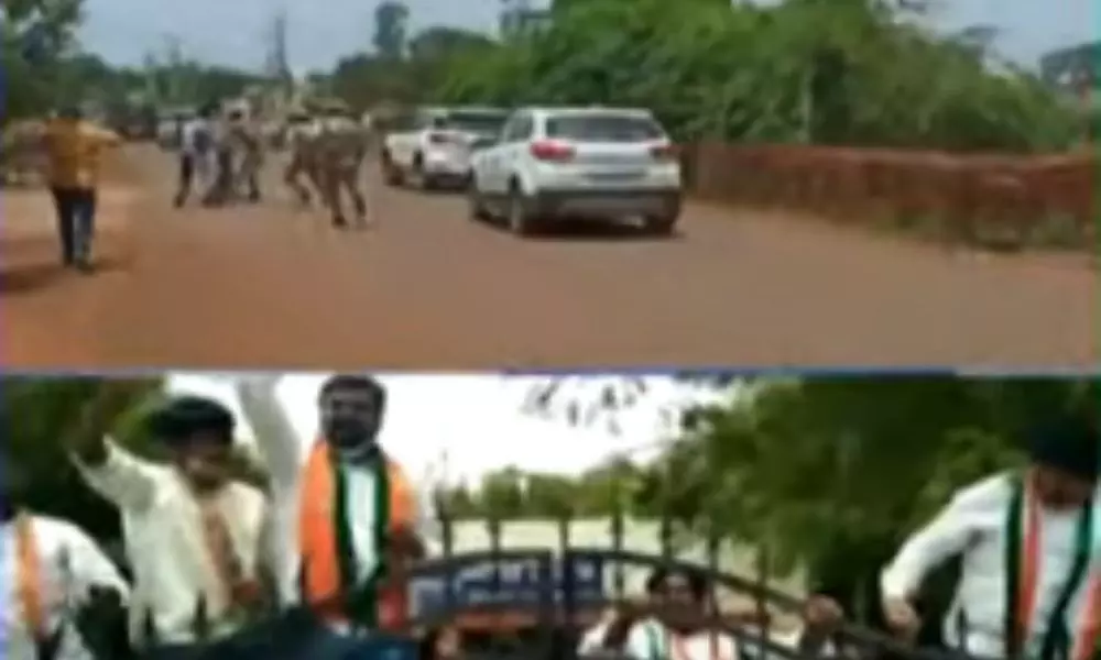 Congress and BJP Leaders Protest in Vikarabad District