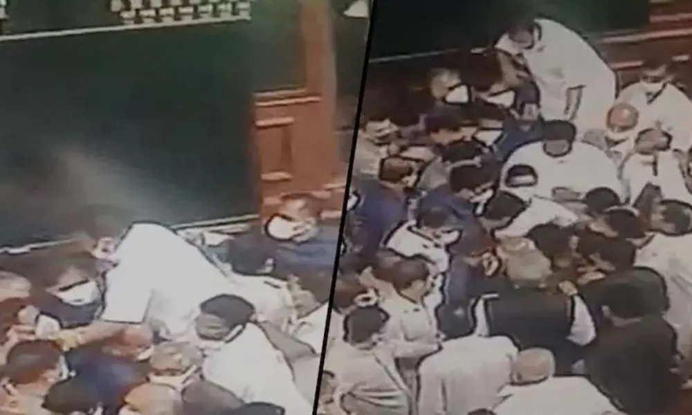 Central Govt Released Rajya Sabha Marshal CCTV Video