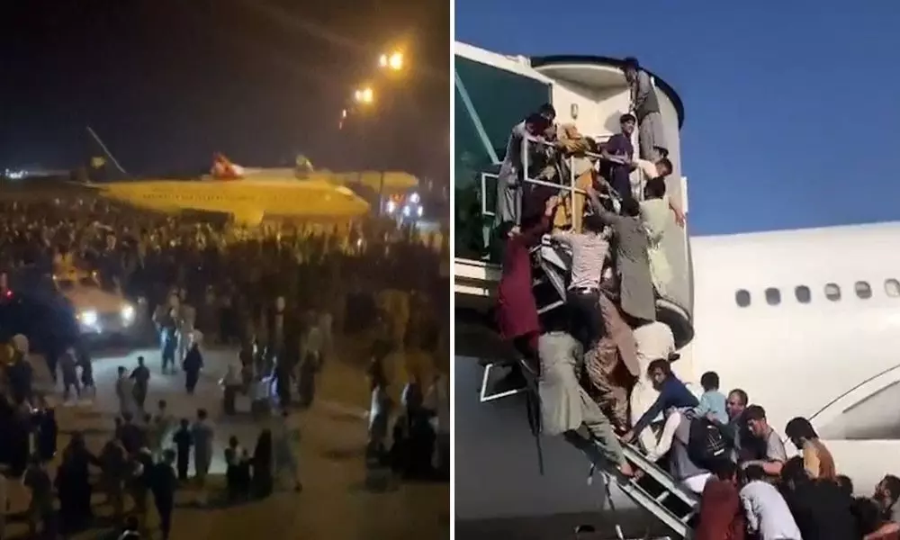 Thousands of Afghan People Rush at Kabul Airport