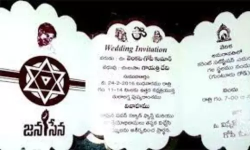 Pawan kalyan Fan Printed the Photo on Wedding Card Pawan kalyan Fan Printed the Photo on Wedding Card