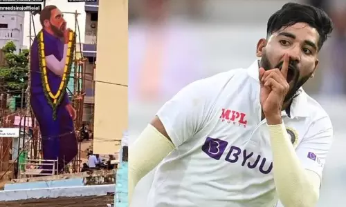 Mohammed Siraj Fans Celebrating the Festival With a Big Cutout Lighting in the City