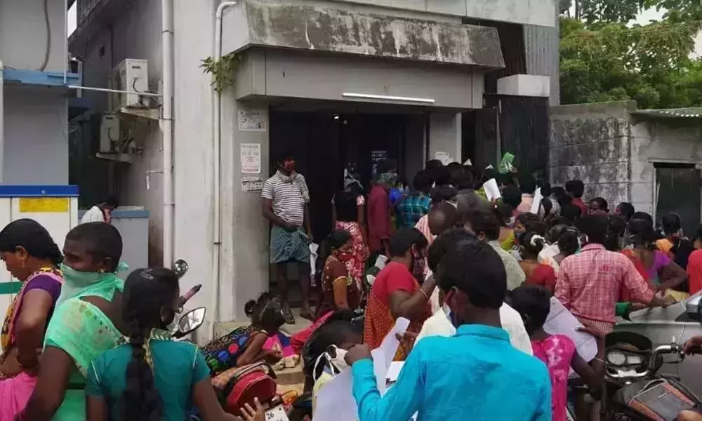 People Lined up at Aadhaar Centers in East Godavari District