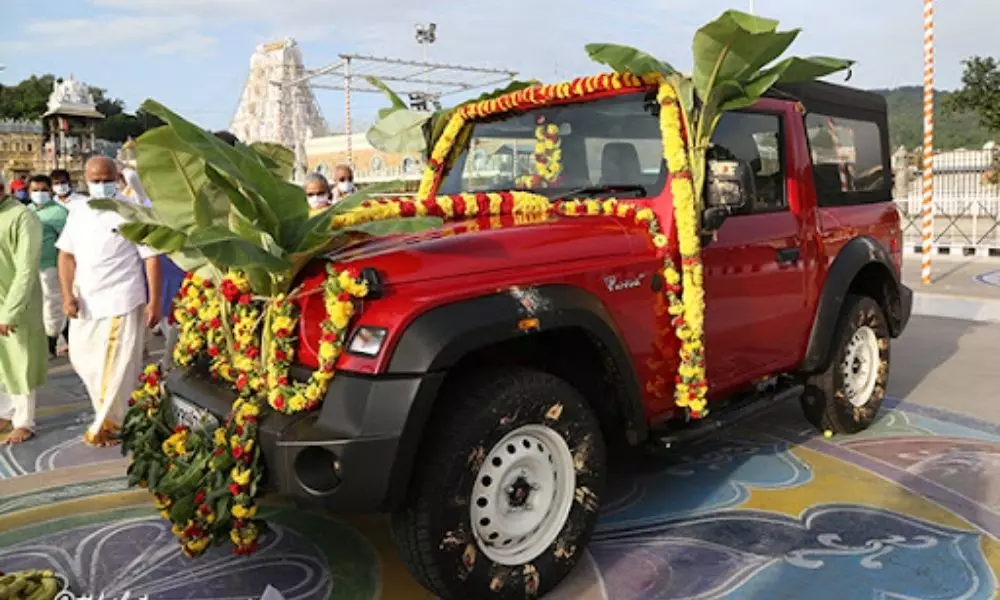 Mahindra Company Thar Jeep Gave Gift  to TTD